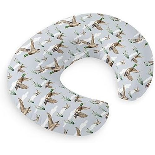 HawSkgFub Duck Hunting Mallard Hunter Nursing Pillow Cover for Baby Boys, Wild Animal Bird Reeds Blue Breastfeeding Pillow Slipcover, Nursing Pillowcase for Newborn Infant, Cover Only