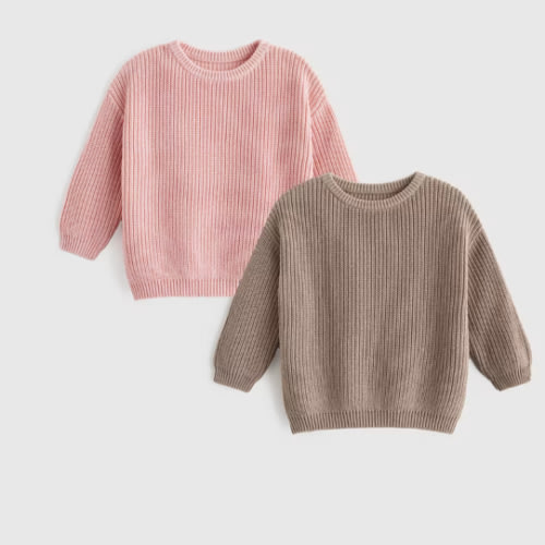 100% Organic Cotton Fisherman Tunic Sweater 2-Pack - Baby Girl