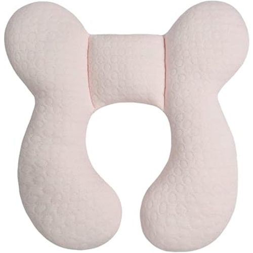 Upgraded Baby Head Support Pillow for Newborn Toddler, Soft Cotton Baby Travel Pillow for Car Seats and Strollers for Baby, Pink