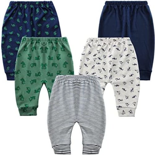 Hakochia Baby Pants for Boys & Girls: 100% Cotton, Soft, Comfy, Ample Diaper Room 0-36 Months