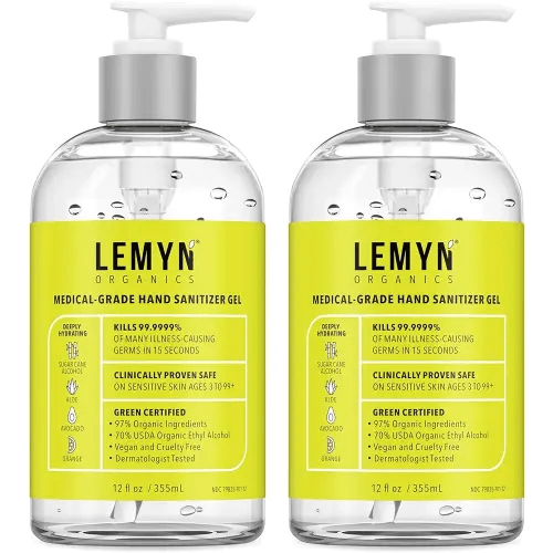 Medical Grade Hand Sanitizer Gel - 97% ORGANIC - 12 FL.OZ. (PACK OF 2)