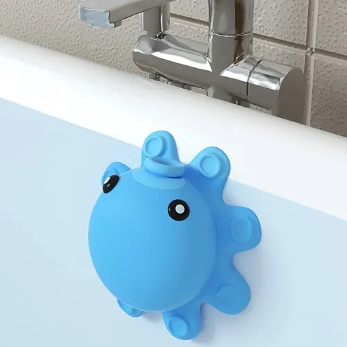 Bathtub Overflow Drain Cover Tub - Silicone Bathroom Overflow Drain Cover, Bath Tub Overflow Cover, Bathroom Spa Accessories, Adds Inches of Water for Deeper&Warmer Bath,Blue