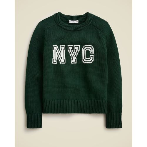 J.Crew Kids' Intarsia Heritage Cotton Crewneck Sweater, Dark Forest Ivory Multi - size XX-Large (age 16)