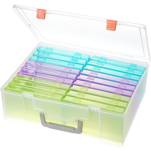 Photo Storage Box 4x6, 18 Inner Extra Large Photo Case Large Photo Organizer Acid-Free Photo Box Storage Photo Keeper Photo Storage Case, Plastic Craft Storage Box for Photo Stickers Stamps Seeds