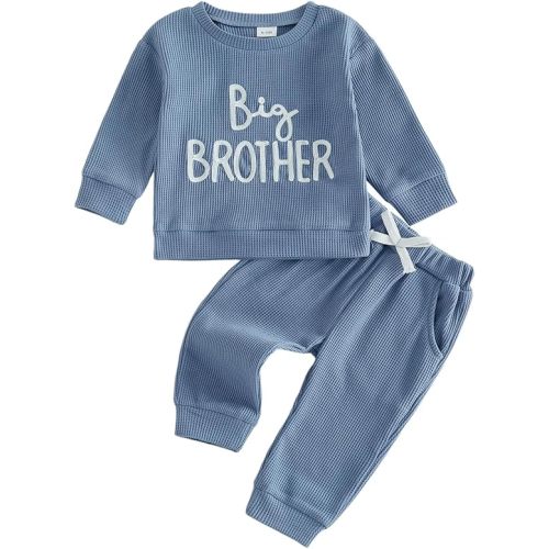 Ayalinggo Big Brother Little Brother Matching Outfits Short Sleeve Waffle T-shirt Top Shorts Set Big Lil Bro Sibling Clothes