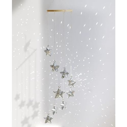 AceList Hanging Disco Ball Decor Star Sun Catcher, 35 Inch Handmade Light Reflecting Hanging Decor for Window, Indoor Room, Home Decor – Unique Sparkle Home Accent & Gift