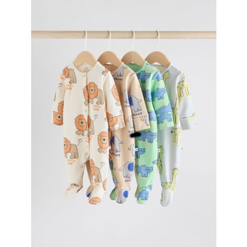 Multi 4 Pack Animal Baby Sleepsuits 6-9 Months