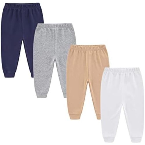 Unisex Newborn Baby Cotton 4-Pack Pants Embroidery Pringting Casual Leggings 0-24 Months for Boys and Girls