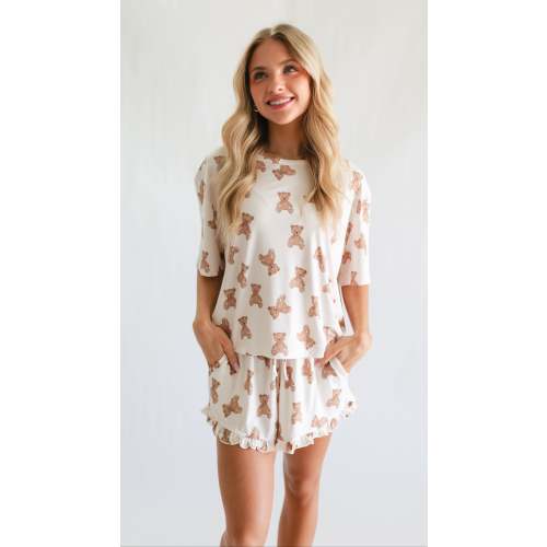 Women's Ruffle Short Set in Bears