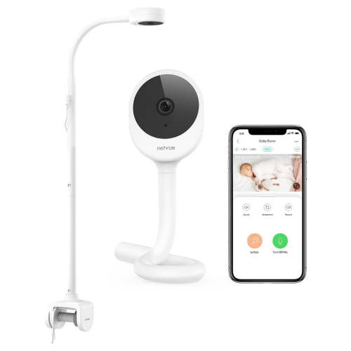 NETVUE Peekababy Baby Camera Monitor, Wireless Baby Monitor with Camera & Audio, 4-in-1 Crib Mount, Smart App, Sleep Analysis & Two-Way Talk
