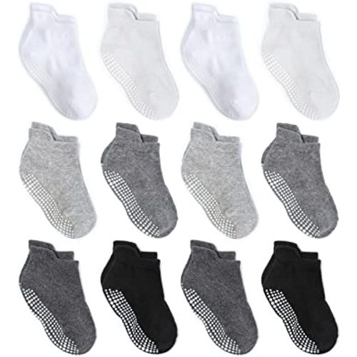 Zaples Baby Non Slip Grip Ankle Socks with Non Skid Soles for Infants Toddlers Kids Boys Girls