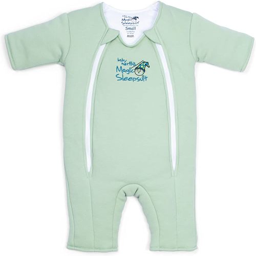 Baby Merlin's Magic Sleepsuit - 100% Cotton Baby Transition Swaddle - Baby Sleep Suit - Sage Green - 3-6 Months