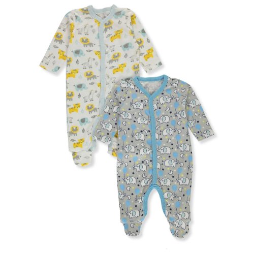 Baby Elements Baby Boys' 2-Pack Footed Coveralls (Newborn) - multi