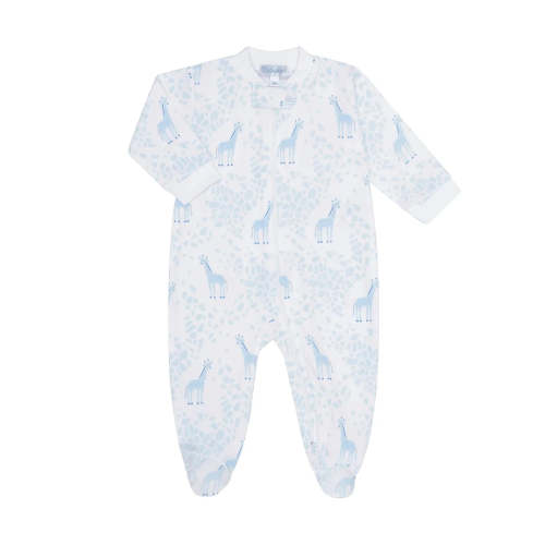 Blue Giraffe Print Zipper Footie