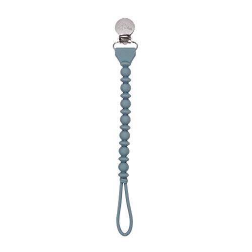 Itzy Ritzy Silicone Pacifier Clip; 100% Food Grade Silicone Pacifier Strap with Clip Keeps Pacifiers, Teethers & Small Toys in Place; Features One-Piece Design & Silicone Cord (Storm Gray)