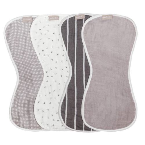 Weesprout Unisex Organic Towel Cotton Burp Cloths, Four Ultra-absorbent Layers - Neutral, Set Of 4