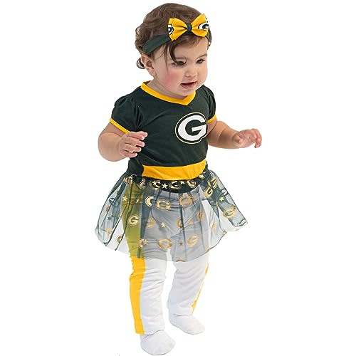MODERN HERO NFL Officially Licensed One-piece Bodysuit with Mesh Skirt, Leggings and Matching Headband