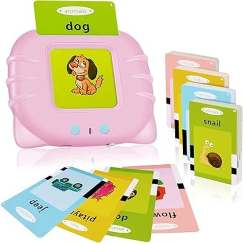 Talking Flash Cards with 224 Sight Words, Montessori Educational Learning Interactive Toddler Toys, Speech Therapy and Autism Sensory Toys, Pink