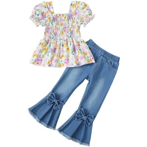 Kucnuzki Kids Toddler Girl Clothes Graphic T Shirt Top Cargo Pants with Pocket 2 Piece Outfit Fall Clothing Set for Girl