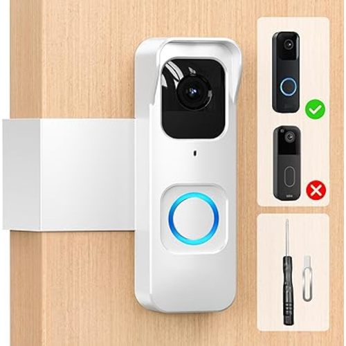 Anti-Theft Blink 1st Gen Doorbell Mount Bracket Wide-Angle Weatherproof w/Rain Cover, No-Drill Install