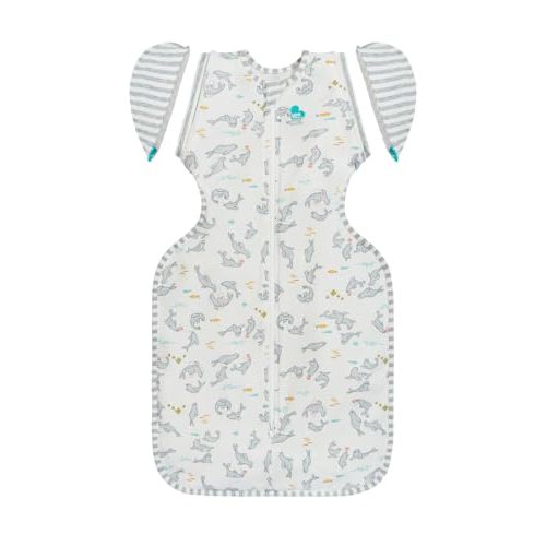 Love to Dream Swaddle Up Transition Swaddle, Patented Zip-Off Wings, Gently Help Baby Transition from Being Swaddled to Arms Free when showing signs of rolling, 1.0 TOG, 13-19 lbs, Grey Seal