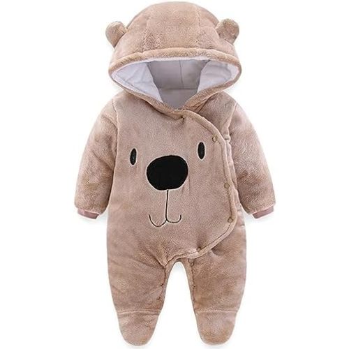Fairy Baby Newborn Baby Snowsuit Bear Onesie Footie Romper Winter Thick Fleece Jumpsuit Infant Coat for Girls Boys 0-12M