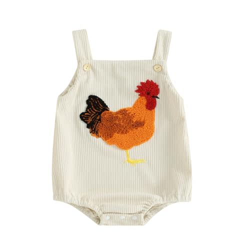Tsnbre Newborn Baby Boy Girl Summer Outfits Corduroy Romper Farm Chicken Baby Overalls 0 3 6 9 12 Months Infant Clothes
