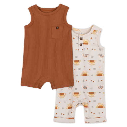 Little Star 100% Organic Cotton 2 Pack Baby Boy Rompers