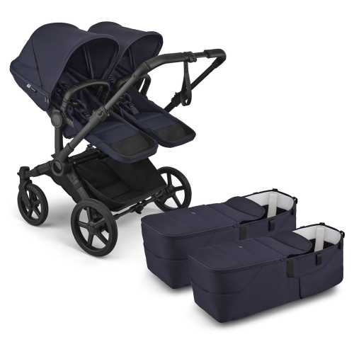 Bugaboo Donkey 6 Twin Complete Stroller Bundle - Black / Deep Indigo / Deep Indigo