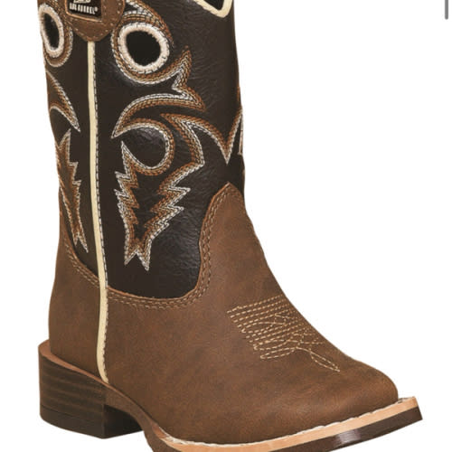 Double Barrel Toddler Boys' Brown Trace Zipper Western Boots - Square Toe
