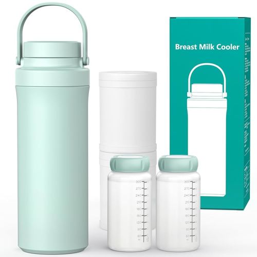Xaproo 22oz Breast Milk Cooler Bottle, 360° Cooling Technology for 24 Hours, Larger Capacity Travel Breastmilk Chiller with 2pcs Baby Bottles, Portable Milk Cooler for Breastmilk, BPA-Free
