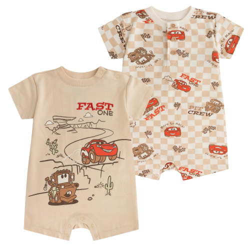 Disney Cars Lightning McQueen Tow Mater Short Sleeve Romper (Baby Boys), 2 Pack, Sizes 3M-18M