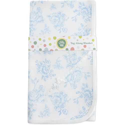 Little Me Blankets for Baby Girls' Swaddling Receiving Blanket, Blue Roses, 30 x 27 Inches