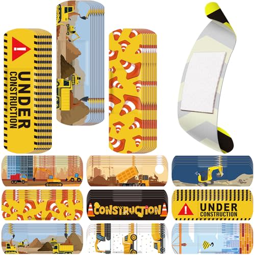 Panelee 120 Pcs Kids Dog Farm Animal Adhesive Bandages Monster Construction Trucks 20 Styles Puppy Cute Waterproof Breathable Bandages for Kids Girl Boy Children Toddler (Construction Trucks)