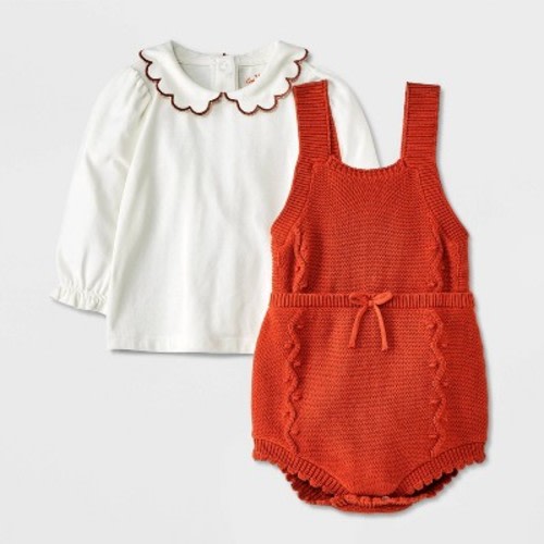 Baby Girls' Romper Sweater - Cat & Jack™ Cream, Size: 18M