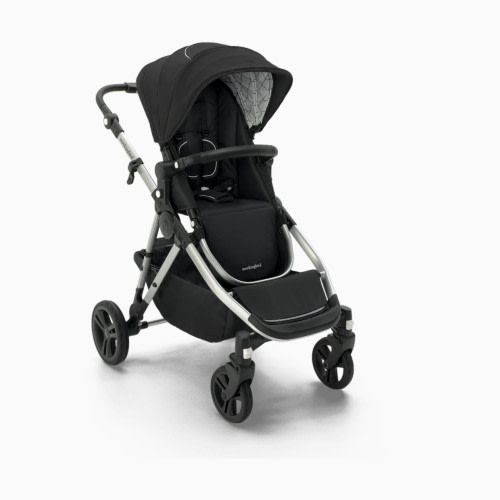Mockingbird Single-to-Double Stroller 2.0 - Black/Windowpane Canopy With Black Leather