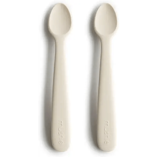 mushie Silicone Baby Feeding Spoons | 2 Pack (Ivory)