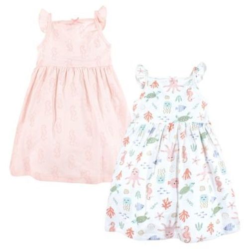 Hudson Baby Infant Girl Cotton Dresses, Pastel Sea, 9-12 Months