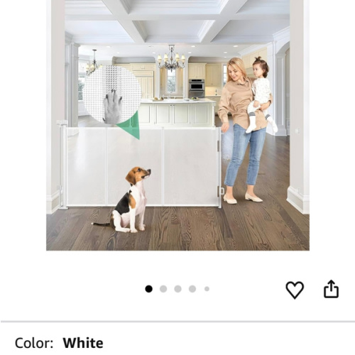 Reinforced 85 Inch Wide Retractable Dog Gate Extra Long Baby Gate with Support Rods – Prevent Crawling Under, Indoor Extra Wide Retractable Baby Gate Retractable Gate Outdoor Gates for Decks, White