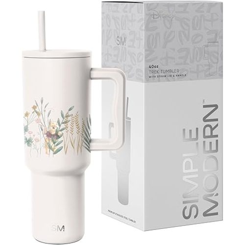 Simple Modern Disney 40 oz Tumbler with Handle & Straw Lid | Insulated Stainless Steel Water Bottle Travel Mug | Gifts for Women Her | Trek Collection | 40oz | Winnie The Pooh in the Wilderness