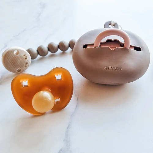 Natural Rubber Pacifier Keeper Case (Tan Beige)