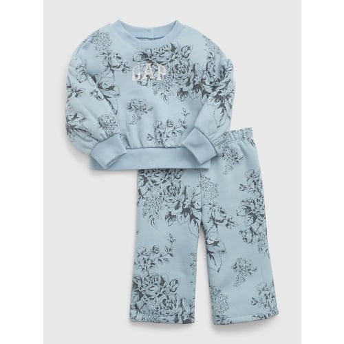 Baby Arch Logo Floral Sweat Set in new england sky blue, size: 6-12 M