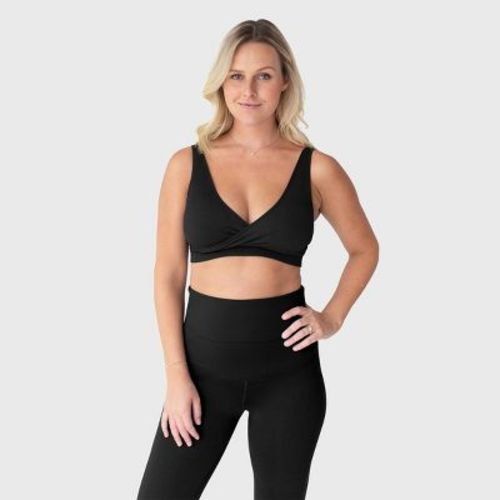 Kindred Bravely Women's Sublime Nursing Adjustable Crossover Bra - Black S: Maternity Bralette, Light Support