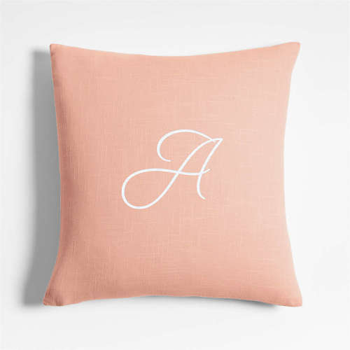 Personalized Organic Cotton Monogrammable 20"x20" Elegant Pink Throw Pillow with Feather Insert