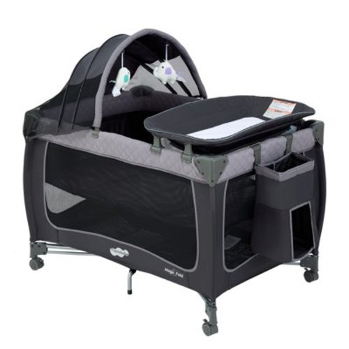 Pamo Babe Baby Playard, Magic Fold 1 Step Portable Playpen Changing Table for Newborn, Four-Panels