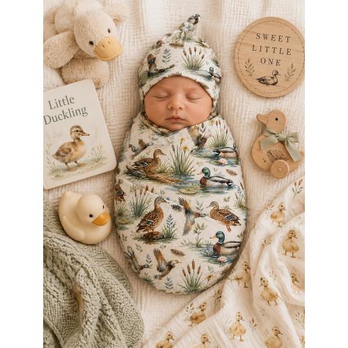 Mallard Duck Watercolor Swaddle Blanket – Woodland Nursery Newborn Swaddle