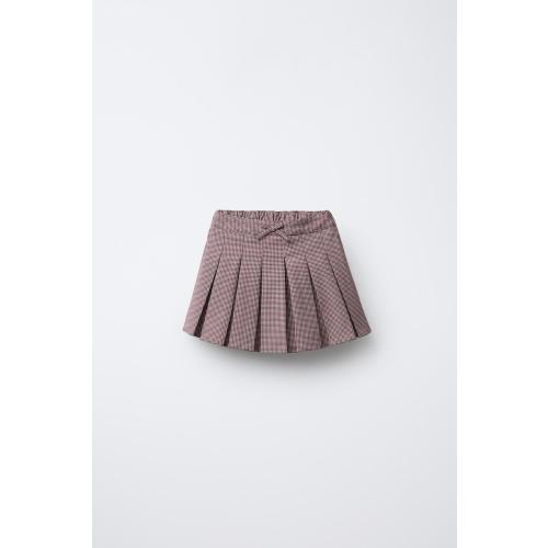 PLAID SKORT - Maroon | ZARA United States