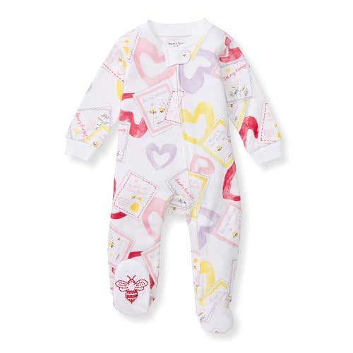 Burt's Bees Baby Baby Girls' 100% Organic Cotton Zip Front One-Piece Sleep & Play Loose Fit Pajamas
