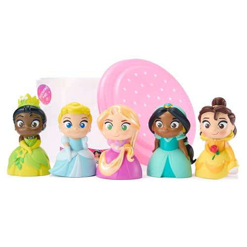 Disney Store Official Disney Princess Bath Toys Set - Includes 5 Detailed Toys with a Straining Storage Bucket - Bath Time Fun & Water Play Set for Kids