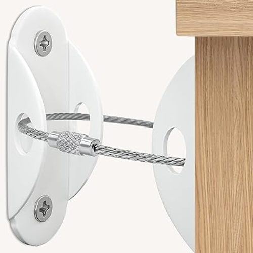 Furniture Anchors (10 Pack) for Baby Proofing, Anti Tip Furniture Anchor Securing 420lbs Tension Earthquake Resistant Metal Furniture Wall Anchor Prevent Baby Pet from Falling Furniture